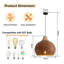 Rattan & Film Pendant Light, Mixed Materials Shade, Iron Frame, Adjustable Height, E27 Socket, 48 Cm Diameter, For Modern Rustic Homes (Bulb Not Included)