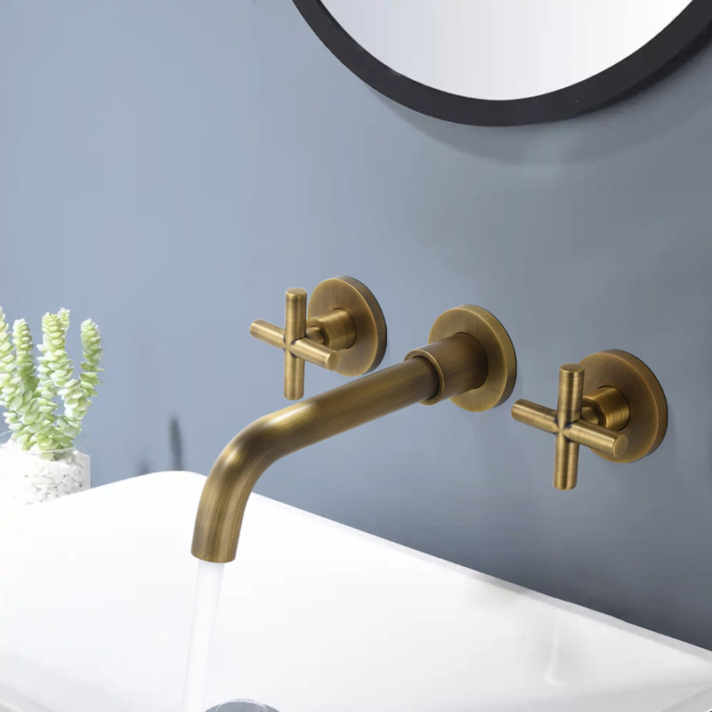 Robinet de lavabo de salle de bain mural à 2 poignées Topcraft , Bronze