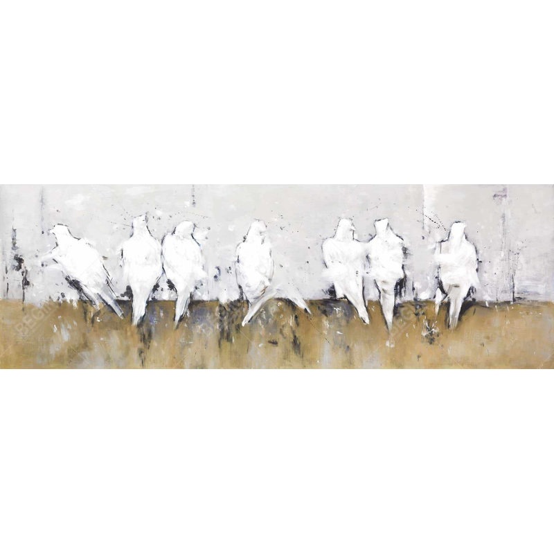Art abstrait sur toile, "Oiseaux perchés" abstraits