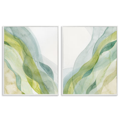 " Abstract Green Waves " 2 Piece Art Graphic Art Print
