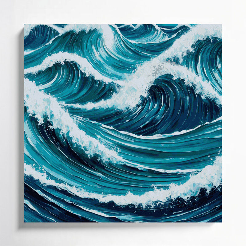 Hawaiian Wave Curls Green Canvas Wall Art, 8" H x 8" W