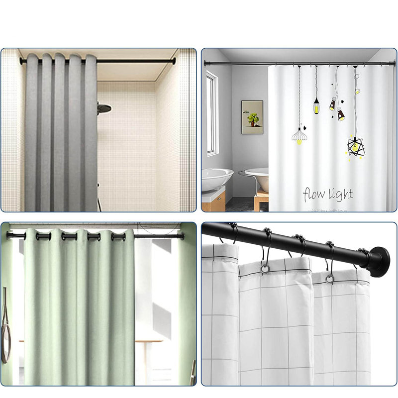 Adjustable Matte Black Stainless Steel Tension Shower Curtain Rod