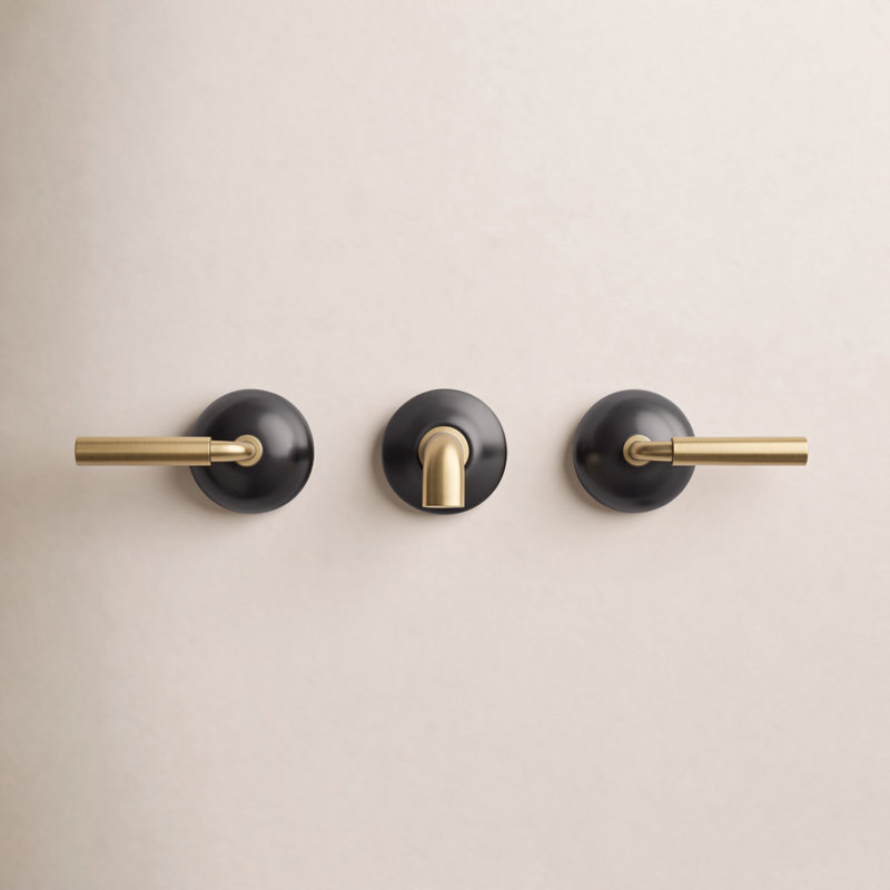 Garniture de robinet de salle de bain mural Tone, Noir mat / laiton moderne