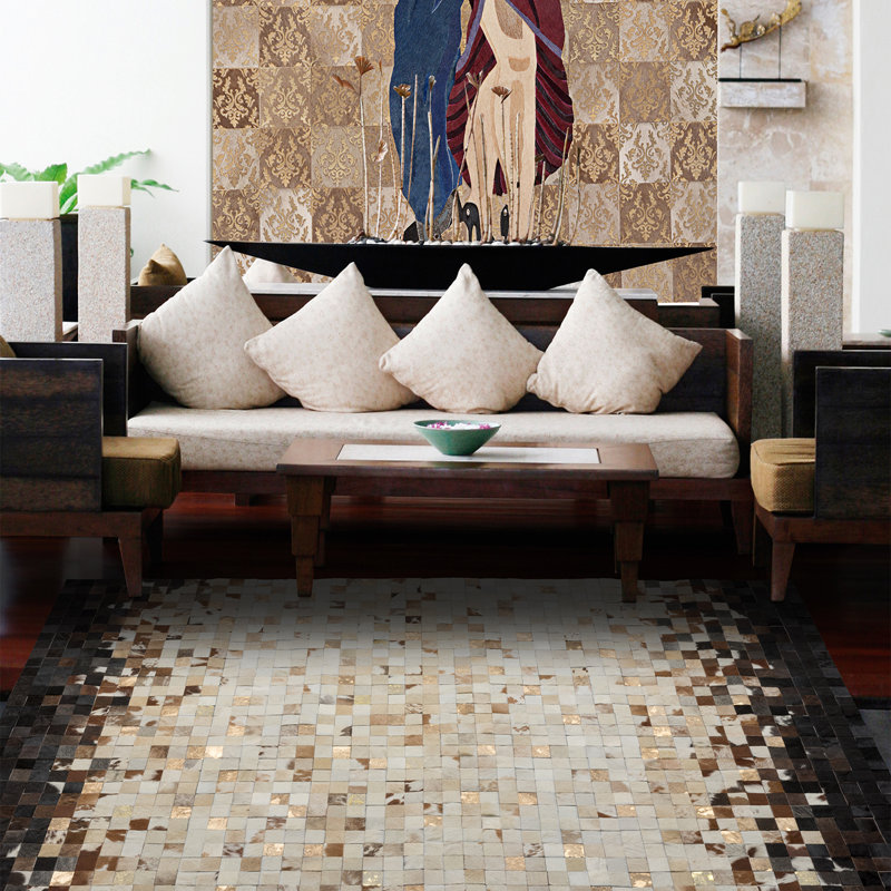 Verona Cowhide Geometric Area Rug, Rectangle 9' x 12'