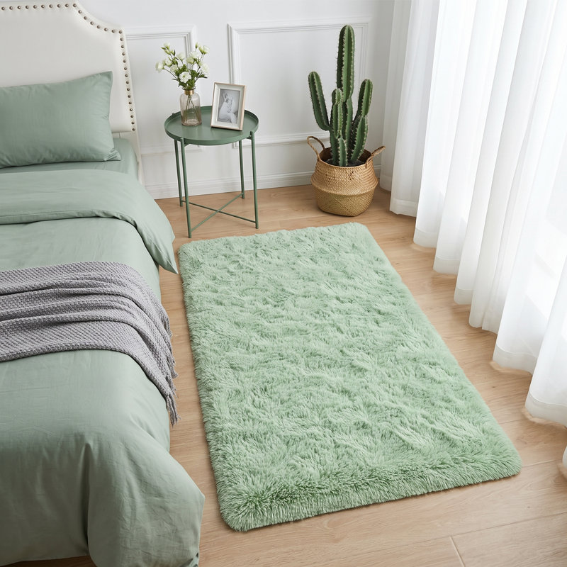 Deep Pile Fluffy Shaggy Area Rug for Indoor Use , sage green, 80*150cm