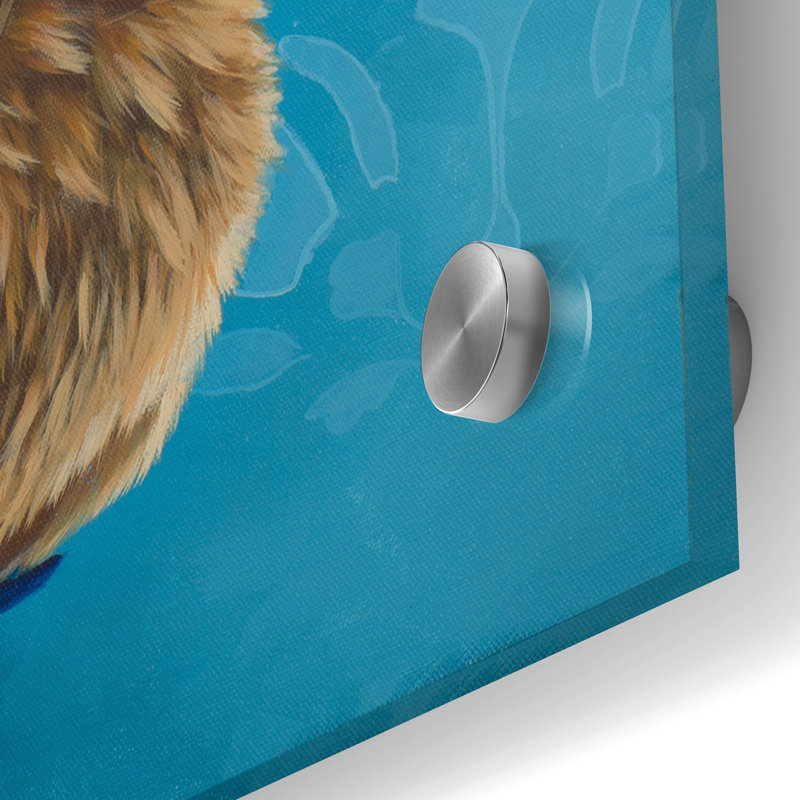 Art mural en verre acrylique épique «Cake Bear On Blue» par Heather Gauthier, 36 po x 36 po, H 36 po x l 36 po