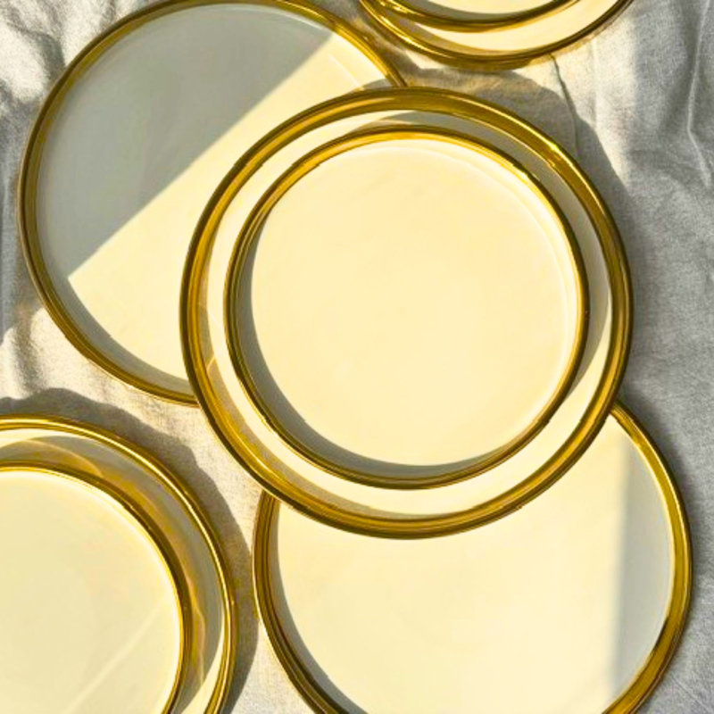 Hillcrest 12-Piece White and Gold Ceramic Dinnerware Set, Service for 4