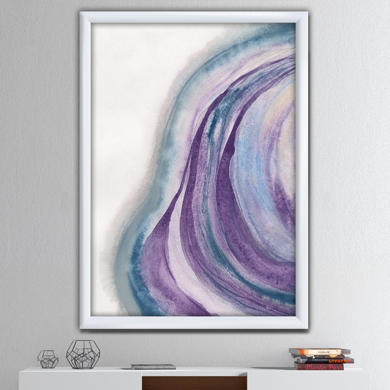« aquarelle geode ii »-reproduction d’image sur toile, Cadre blanc, H 20 po x l 12 po x P 1po