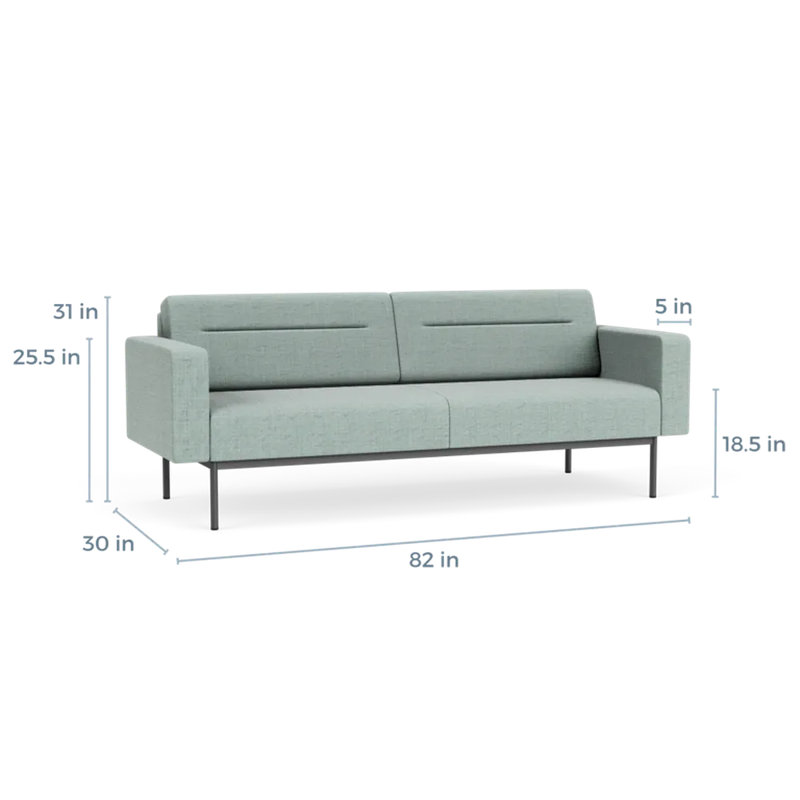 Canapé de réception Darsey, Chambray écume de mer, Sans alimentation, Gris anthracite