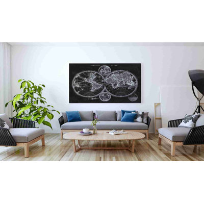 «Charcoal World Map» par Studio W, impression sur toile tendue