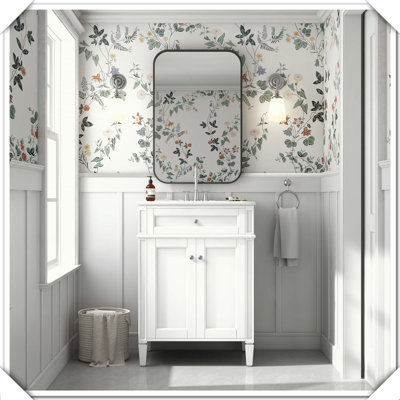 Meuble-lavabo de salle de bain avec lavabo et portes à fermeture en douceur