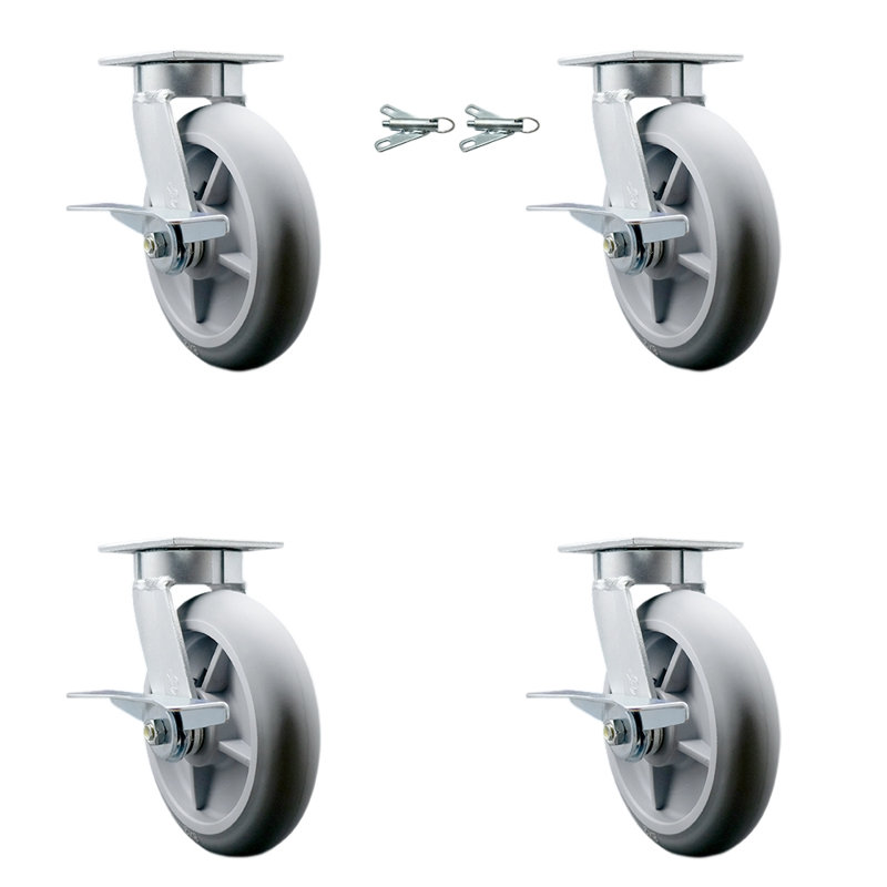 4 Piece Kingpinless Thermoplastic Rubber Caster Set