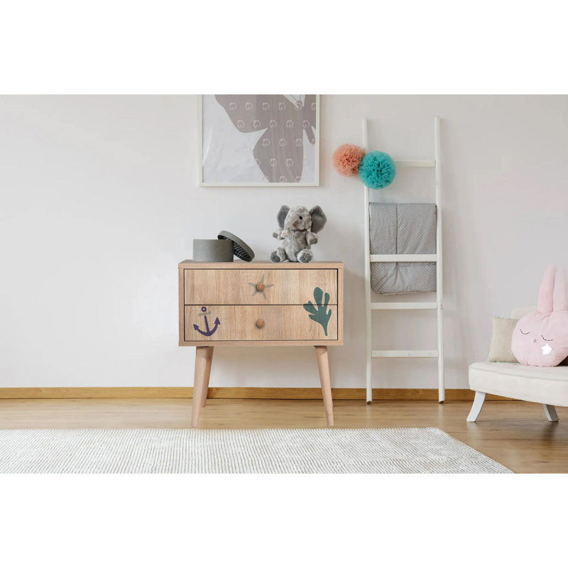 Modern Nightstand with Wooden Legs, 23.6 x 24.0 x 15.8 inches | 100% Melamine Coated Particle Board, UV Digital Printing | Wall-Mountable, Multiple Shelves for Extra Storage, Stylish & Functional Design