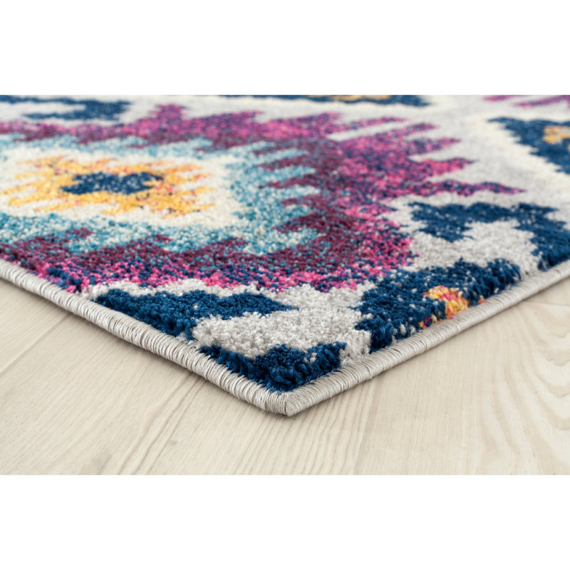 Tapis mauve / jaune / noir Brenner, Rectangle 9 pi 8 po x 13 pi 2 po