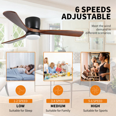 Ventilateur de plafond en bois noir avec lumières et télécommande 42 po Kamri