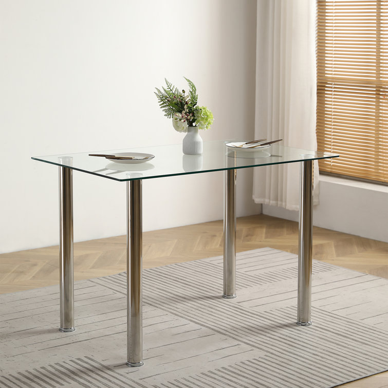 Brycen 43.3" Length Glass Dining Table