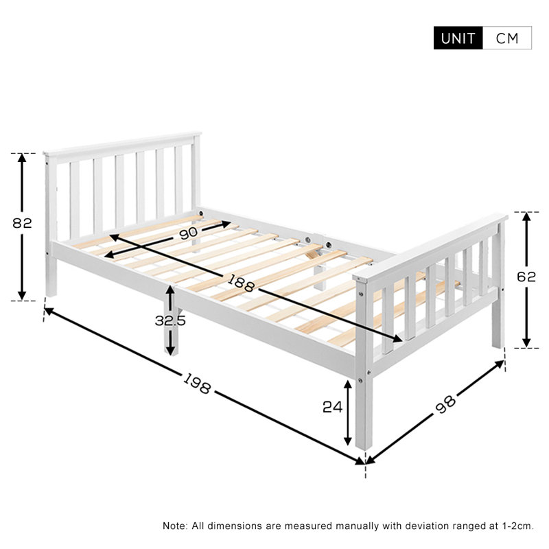 Ayrshire Solid Wood Bed, Single (3')