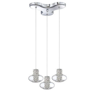 Luminaire suspendu géométrique 3 lumières grappe Aria