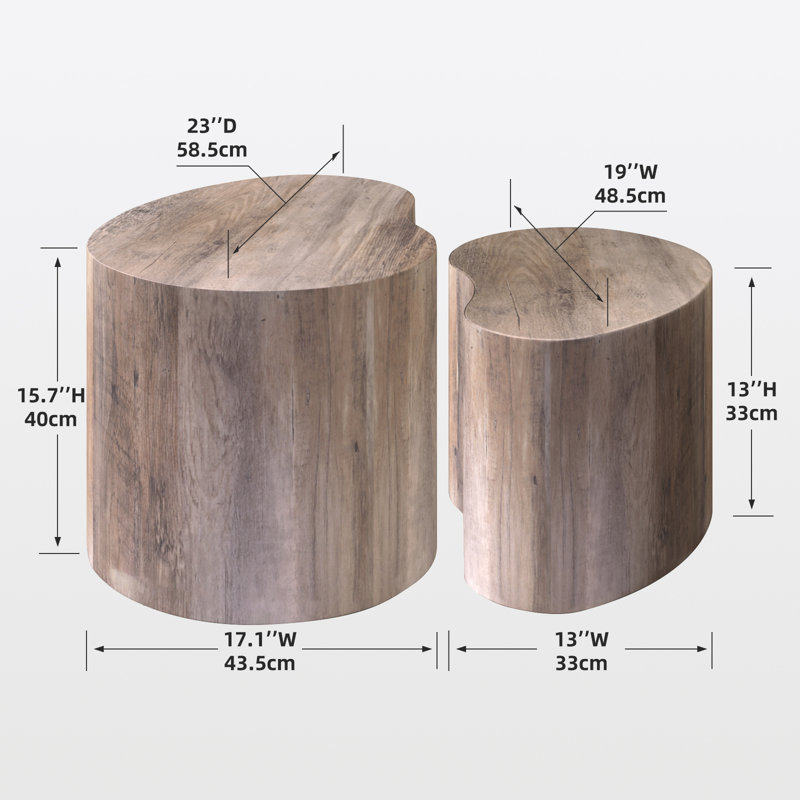 Ensemble de 2 tables basses gigognes modernes pour salon, Brun