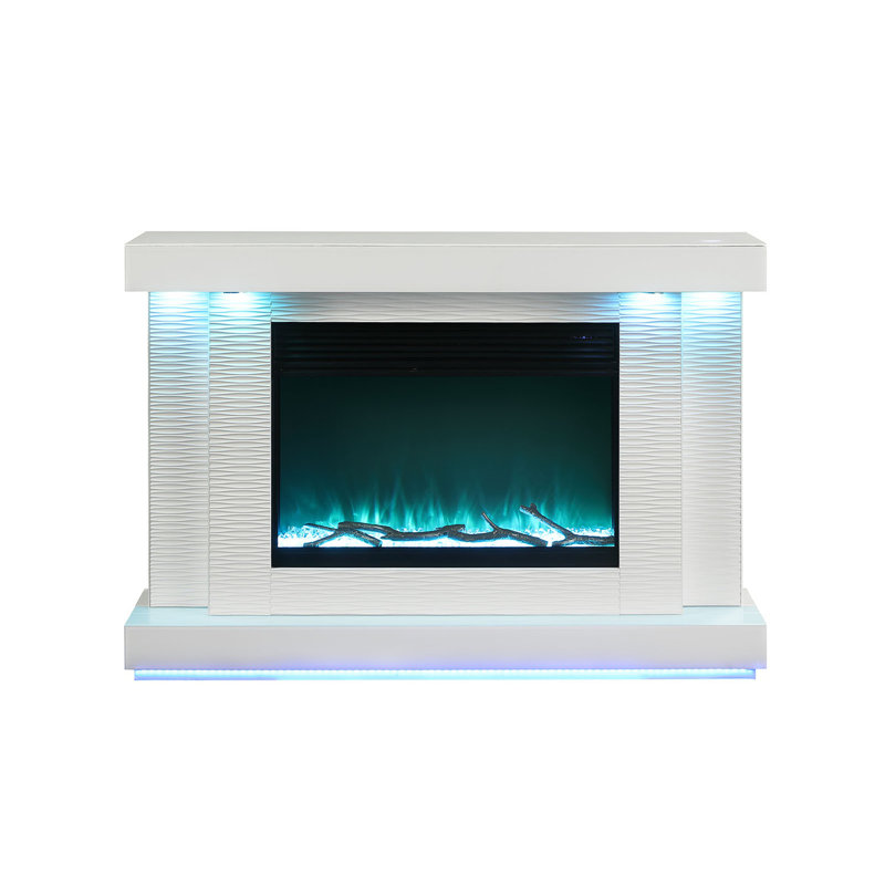 Meuble télé de style contemporain avec foyer électrique et réglage de la luminosité à 3 niveaux, contrôle de la température de la pièce, salon principal