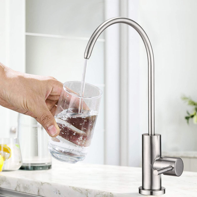 Kitchen Water Faucet - No Splash, 360 Rotation, Smooth Inner Wall, Stylish Tap Rust-, Elegant, Brushed Nickel