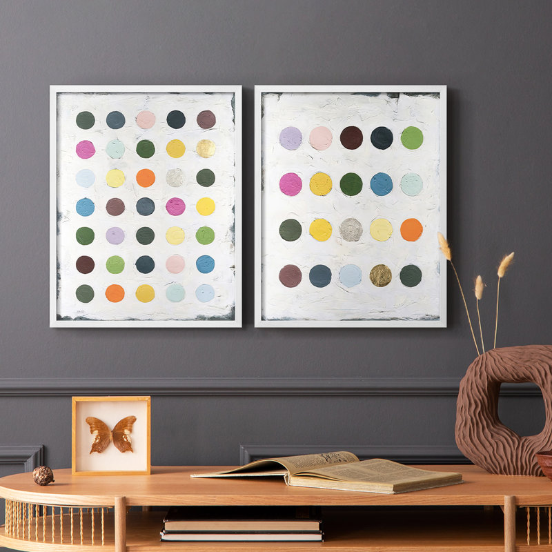 Impression encadrée Chroma Dots I-Premium - prête à être accrochée - aucun clou requis - aucun clou requis, Blanc