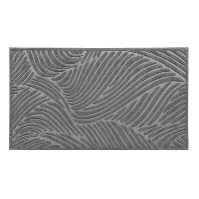 Heavy-Duty Dirt-Trapping Rubber Doormat with Raised Wave Pattern