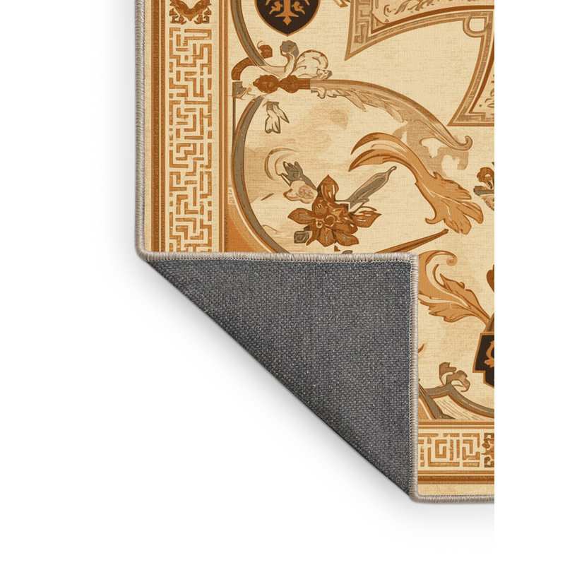 Tapis oriental doux et moelleux à motif oriental brun et beige, 3 X 5