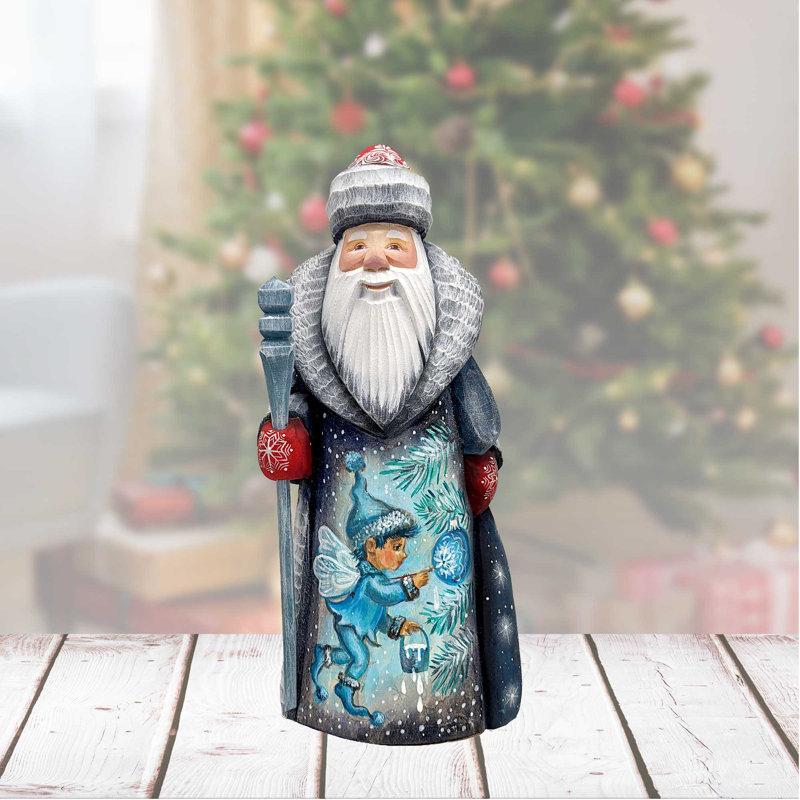 Figurine chef-d'œuvre d'elfe d'hiver en bois sculpté