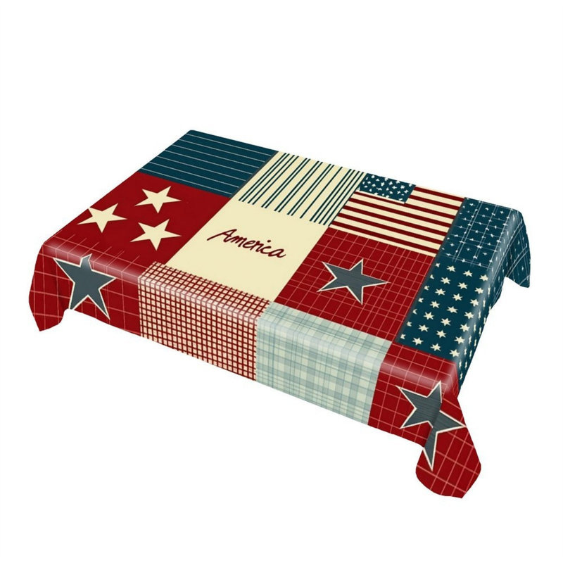 60 X 120 Inch Rectangular Tablecloth Patriotic Patchwork Print Memorial Day Events