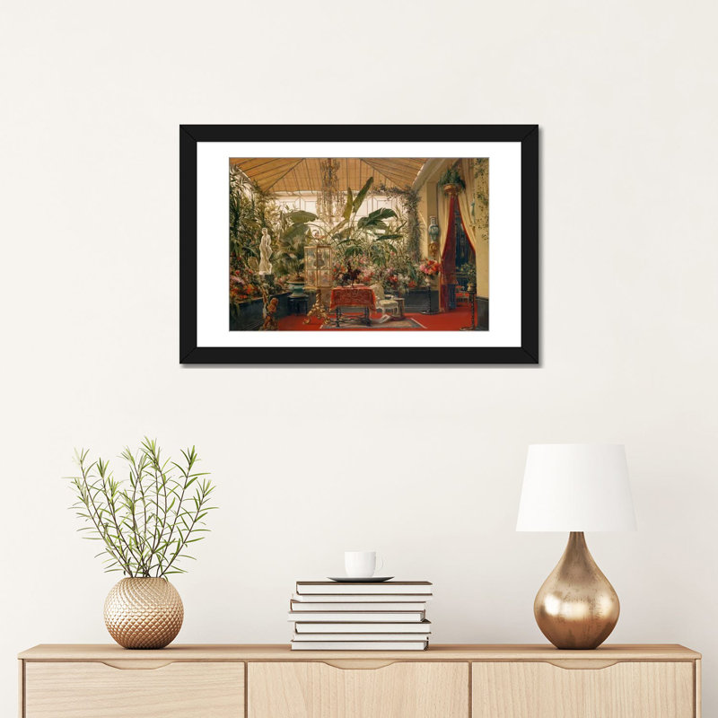 " Véranda De La Princesse Mathil " by Charles Giraud, Black Framed Fine Art Paper, White, 24" H x 32" W x 1" D