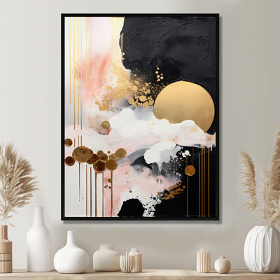 «Golden Full Moon Rising», art mural abstrait