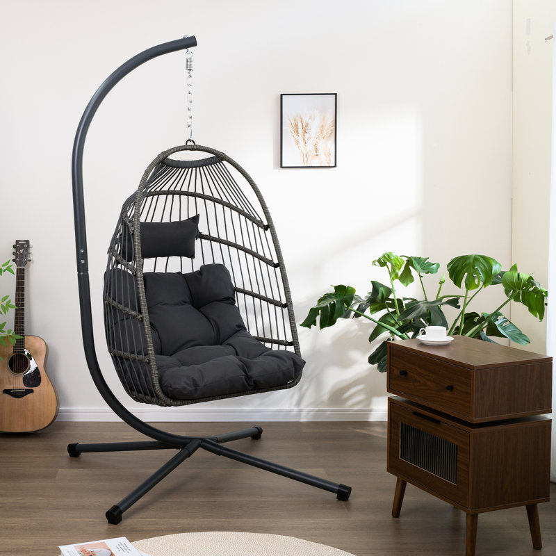Balancelle pour patio - support en acier robuste, hauteur réglable, coussin 100%, coussin en coton doux, pour une utilisation extérieure et intérieure avec cadre rouille, capacité de 350 lb et jardin