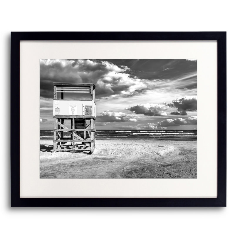 Life Guard Tower Print by Beth Sheridan, Black Framed Paper, 17.25" H x 21.25" W