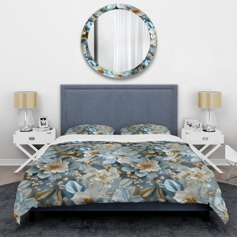 Ensemble de housse de couette Ethereal Rococo Flourish Victorian, Housse de couette simple + 1 taie décorative stan