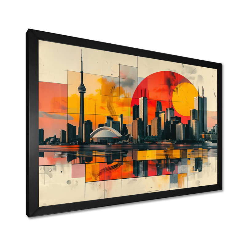 Ylan - City Toronto, art mural, H 12 po x l 20 po x P 1 po, Cadre simple noir