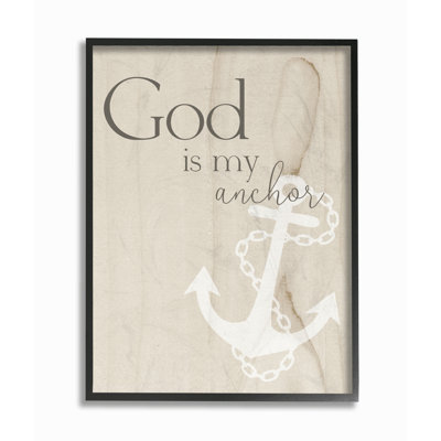" God Is My Anchor Wood Texture " Graphic Art Print