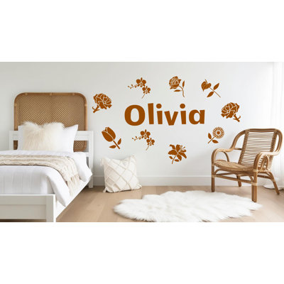 Personalized Name With Flowers Wall Sticker, Boho Wall Stickers, Floral Wall Decals, Flower Wall Decals, Floral Stickers, Girl's Room