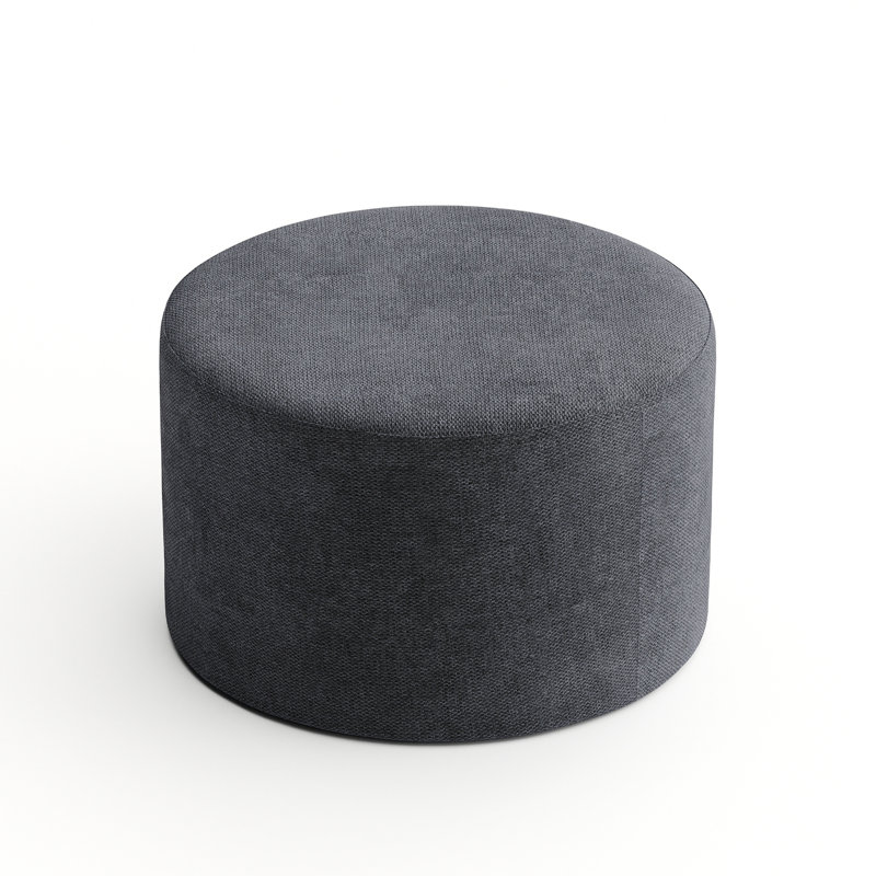 Repose-pieds rond 24 po Aylianna, 100 % polyester gris foncé