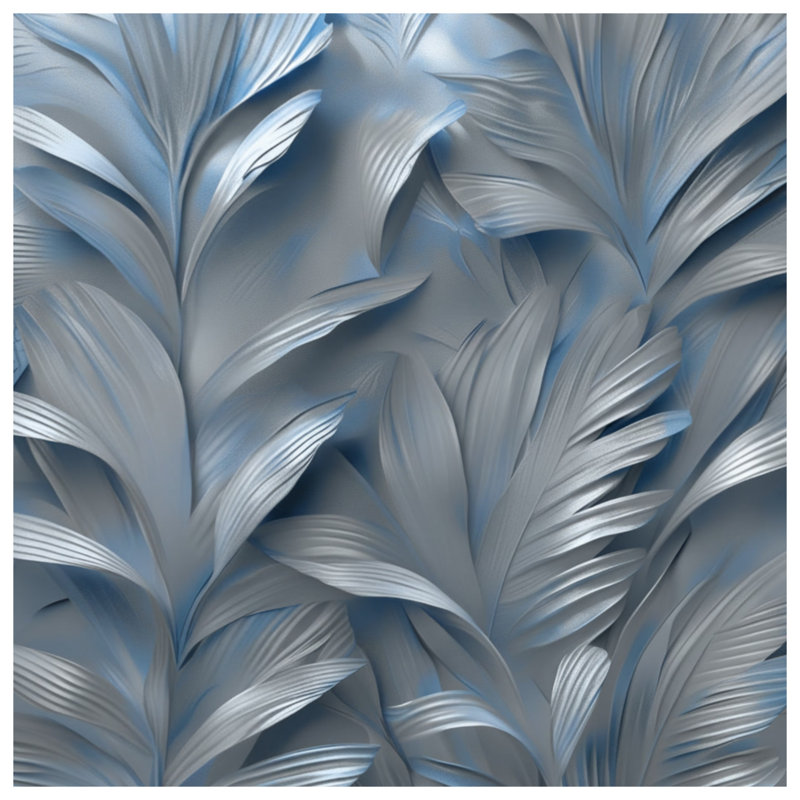 Couvertures texturées à motif de feuilles, L 60 po x H 80 po, Gris moyen / bleu moyen