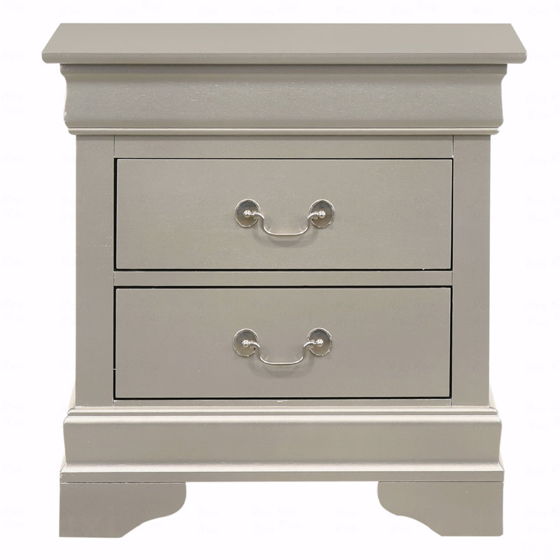Traditional Nightstand In Silver Champagne, Tan