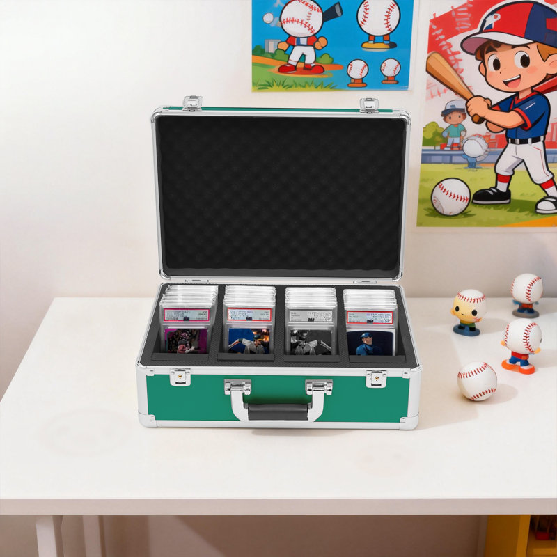 Boîte de rangement pour cartes Présentoir à cartes Boîte à 4 rangées avec 8 séparateurs, Vert
