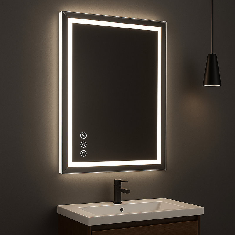Bathroom Mirror with LED Lights Dimmable 3 Colors LED Bathroom Mirror Fogless LED Mirror for Bathroom