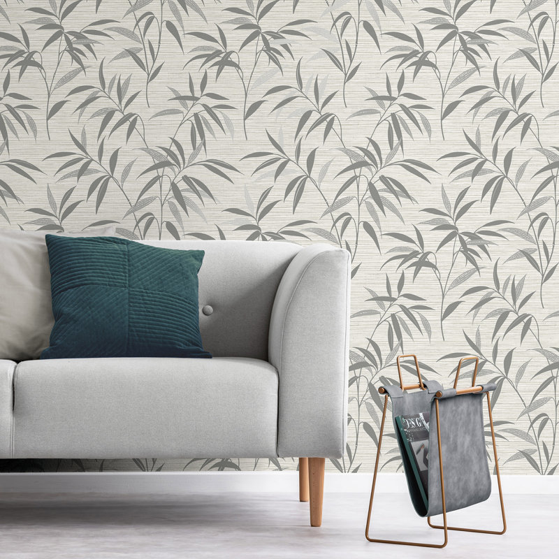 Papier peint feuille neutre Aluta, Gris