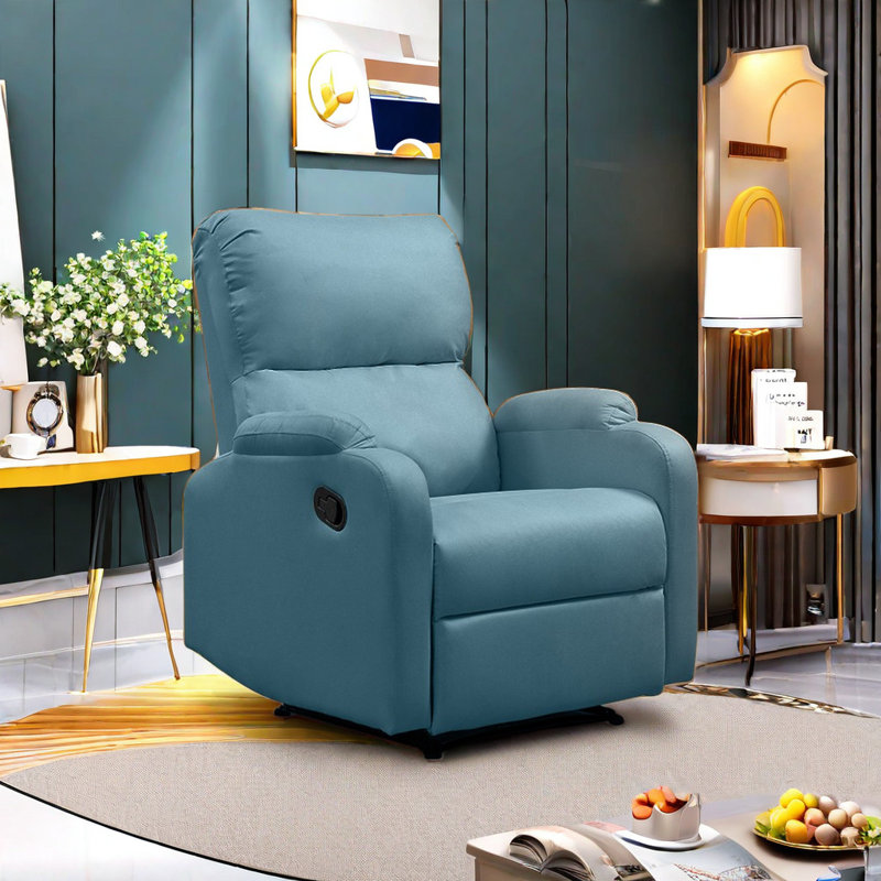 Sutapa Upholstered Swivel Recliner, Blue