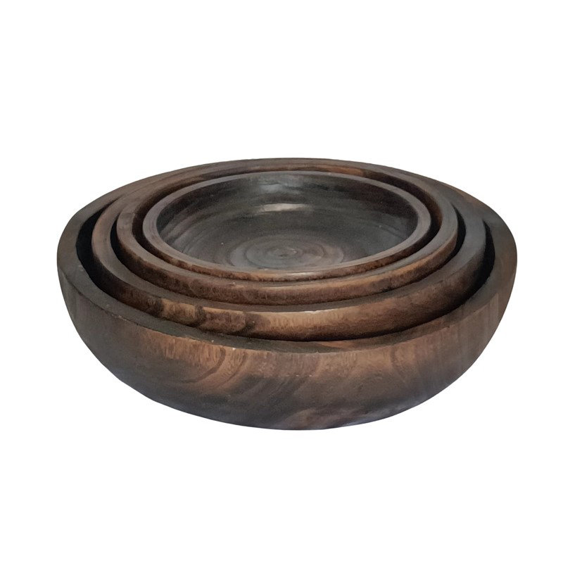 Deep Round Wooden Nesting Trays "Leavenworth" (Set of 4 Assorted)