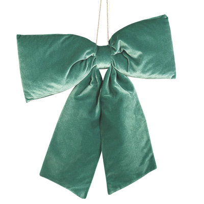 Teal Velvet Hanging Bow Large
