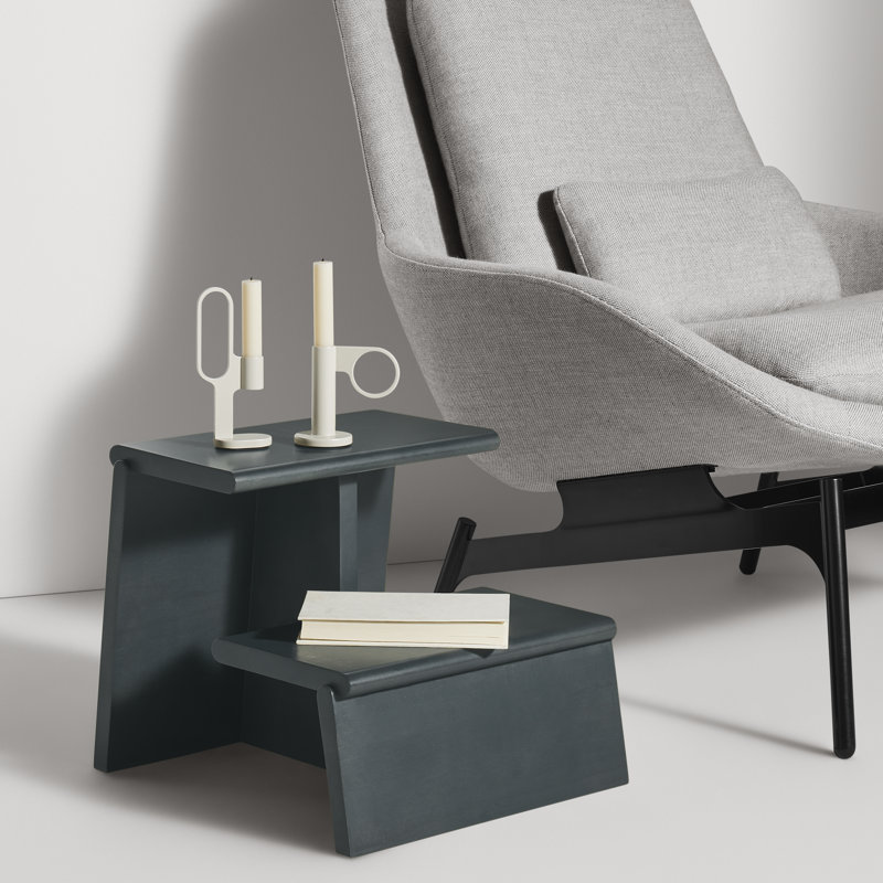Jut Solid Wood End Table, Midnight