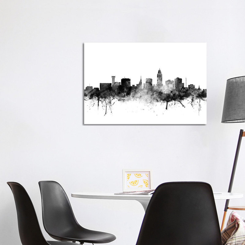Lincoln, Nebraska In Black & White by Michael Tompsett - Wrapped Canvas Gallery-Wrapped Canvas Giclée
