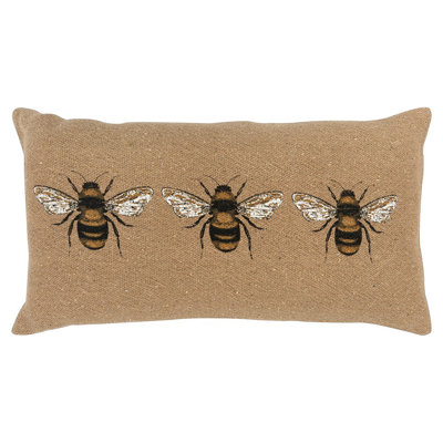 Recycled Cotton Prints Custom:Bee Cotton Reversible Throw Pillow